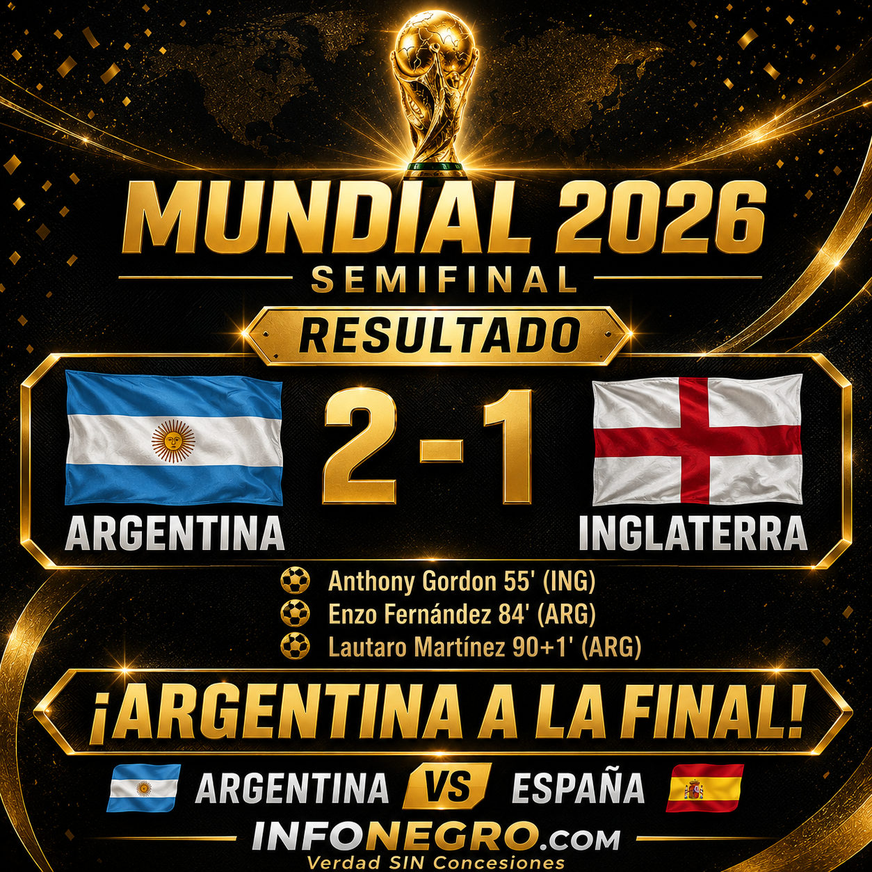 Argentina volvió a hacerlo: remontó a Inglaterra sobre la hora y jugará la final del Mundial 2026