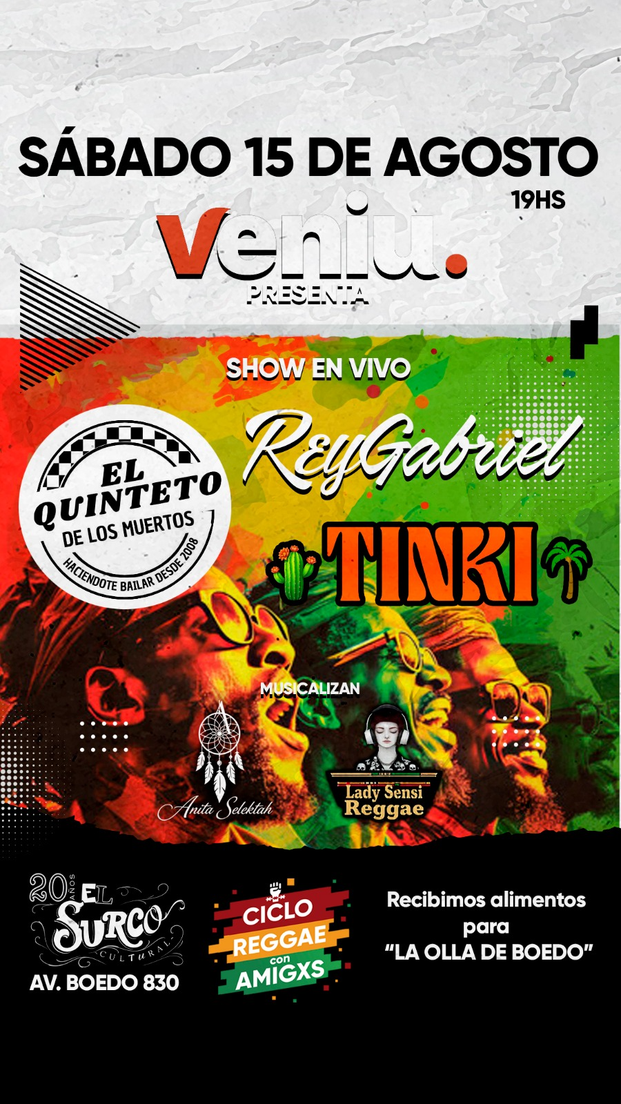 Reggae, solidaridad y baile: Veniu llega a El Surco Cultural